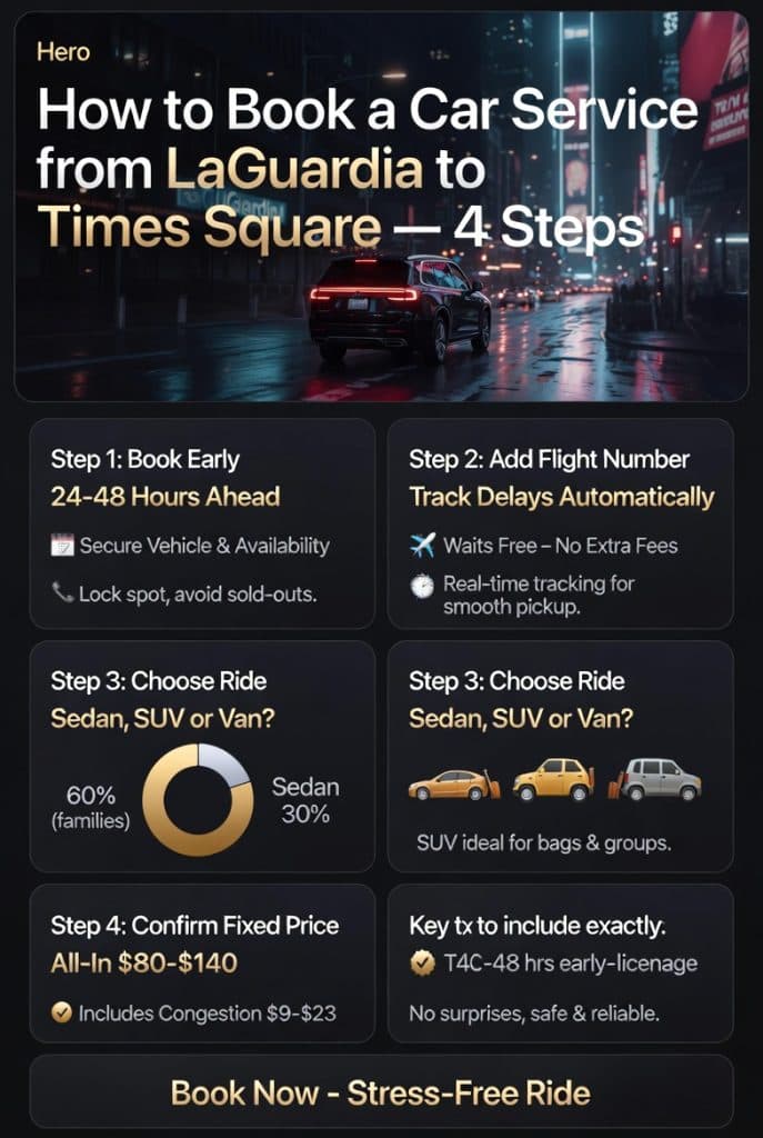 Infographic How To Book A Car Service From Laguardia To Times Square