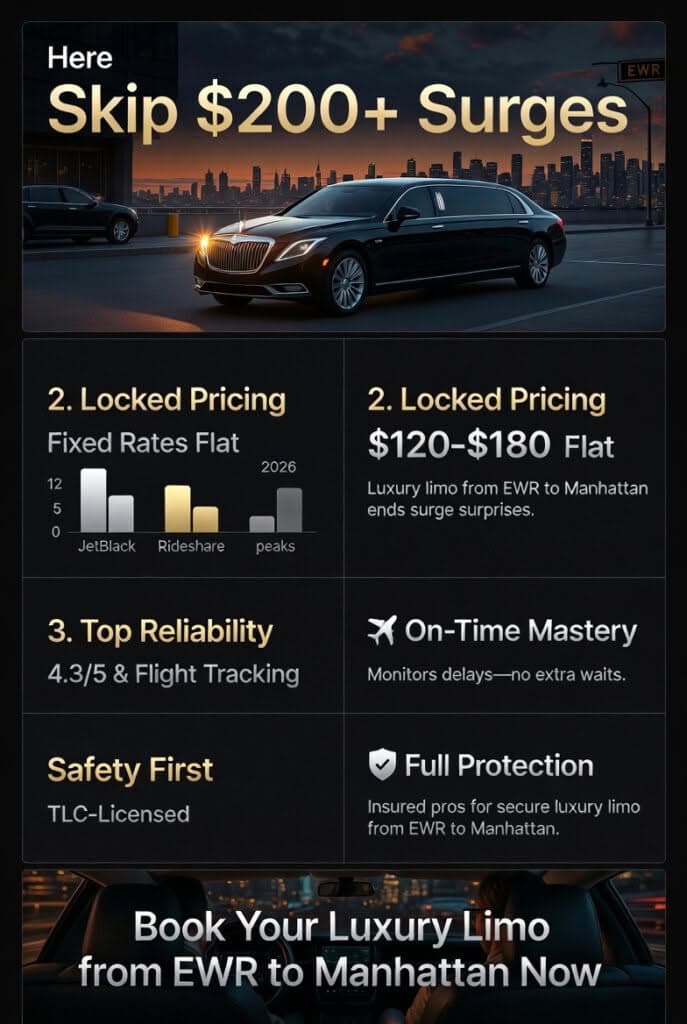 Luxury Limo from EWR to Manhattan: Dodging the Chaos in 2026's Wild Ride 3 October 12, 2026 Infographic luxury limo from ewr to manhattan