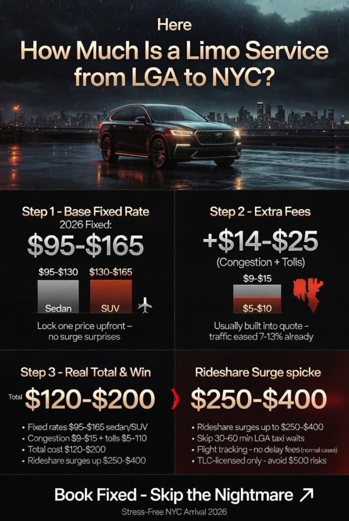 How Much Is A Limo Service From Lga To Nyc In 2026: Honest Costs, Surprises &Amp; Smart Choices 3 August 18, 2026 Infographic How Much Is A Limo Service From Lga To Nyc