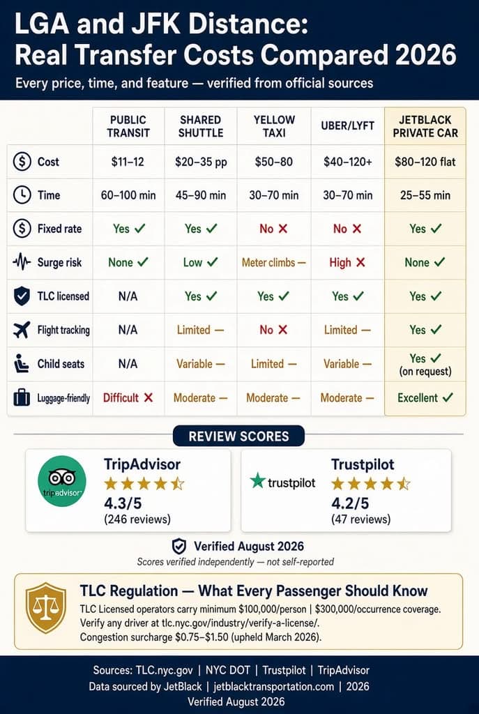 Lga And Jfk Distance: 7 Honest Facts Families Need In 2026 3 August 23, 2026 Lga And Jfk Distance Transfer Costs Comparison Infographic 2026