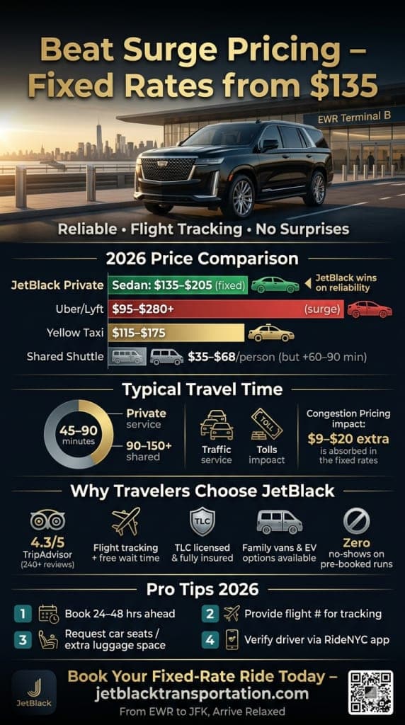 Infographic Comparing Affordable Car Service Newark Airport To Jfk Pricing, Time, And Reliability 2026