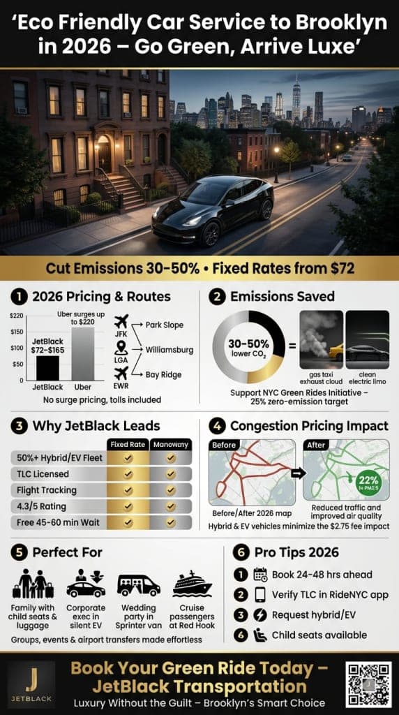 Eco Friendly Car Service To Brooklyn Vs Traditional Options Emissions Comparison Infographic