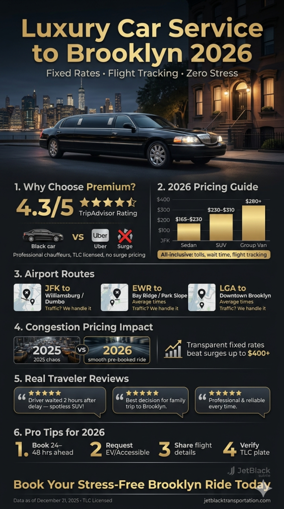  Infographic showing 2026 congestion pricing impacts on luxury car service to Brooklyn