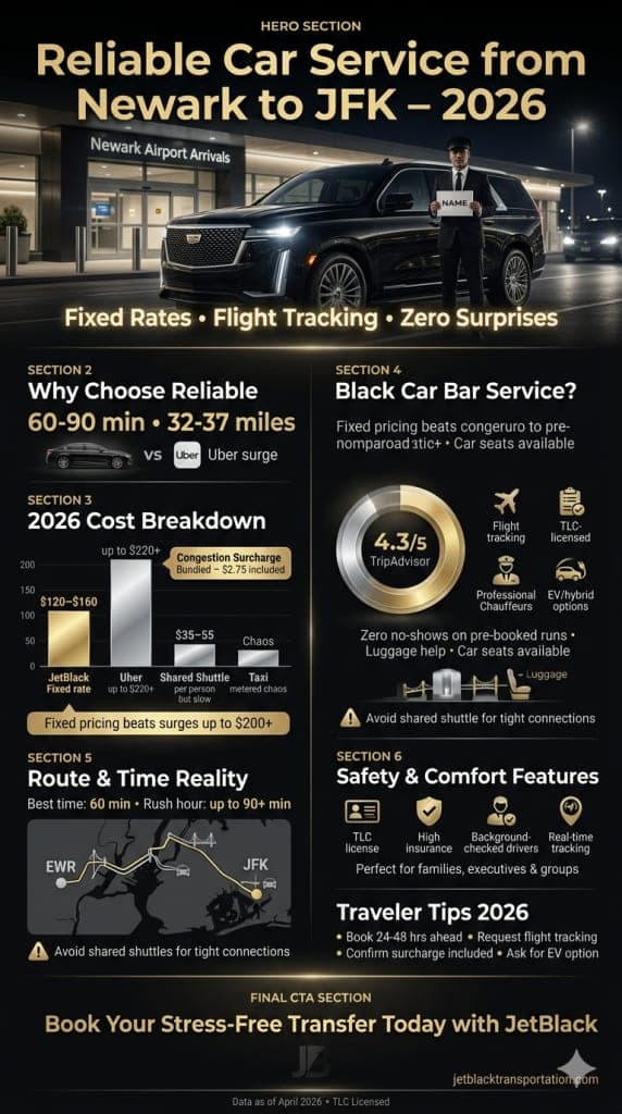 Reliable Car Service From Newark To Jfk Reliable Car Service From Newark To Jfk Pricing Comparison Infographic With Fixed Rates Vs Surges