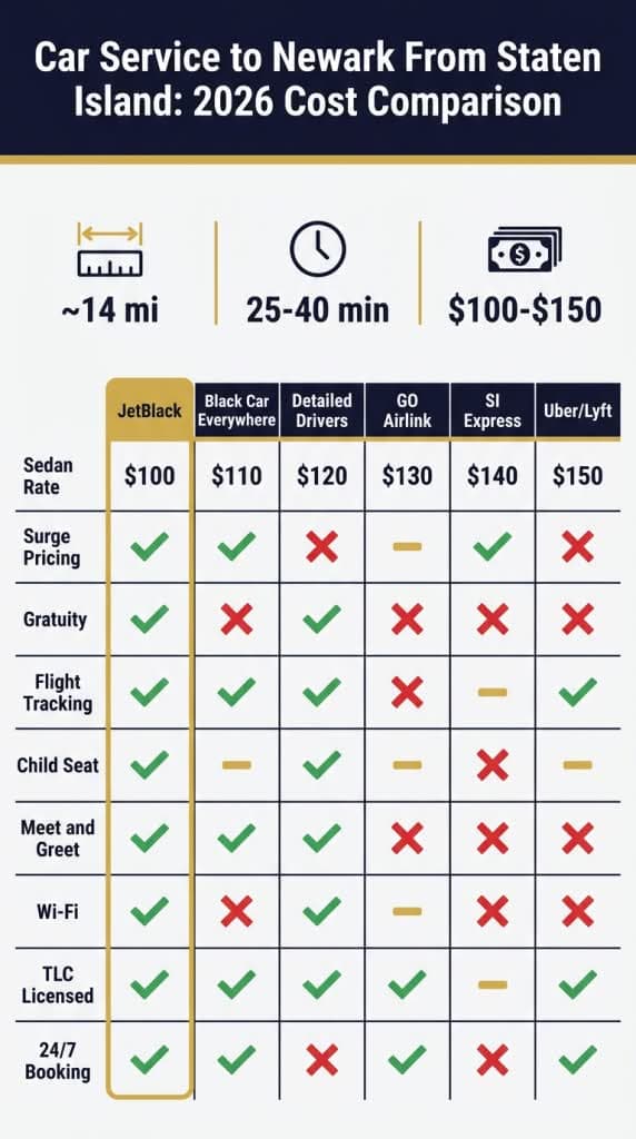 how to book a car service to newark from staten island