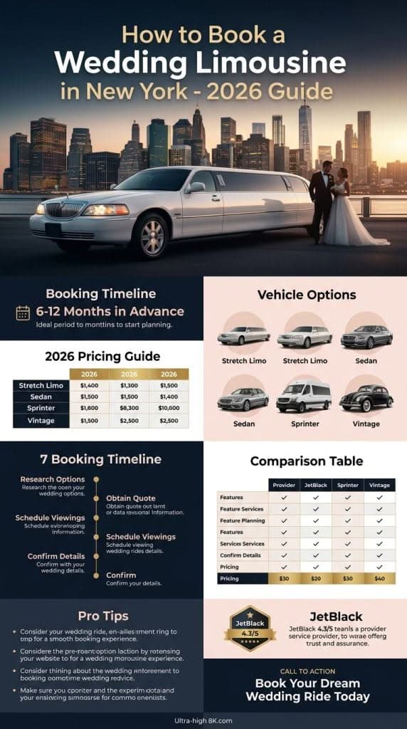 : Infographic Detailing How To Book A Wedding Limousine In New York With Timelines And Cost Breakdowns