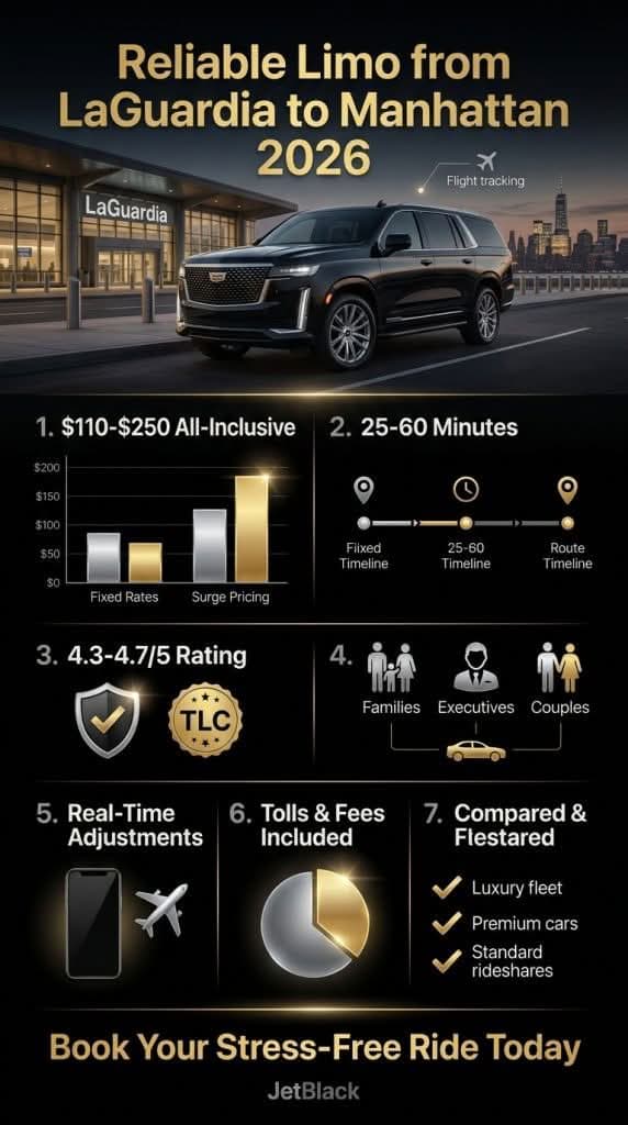 Visual breakdown of costs and savings with reliable limo from LaGuardia to Manhattan