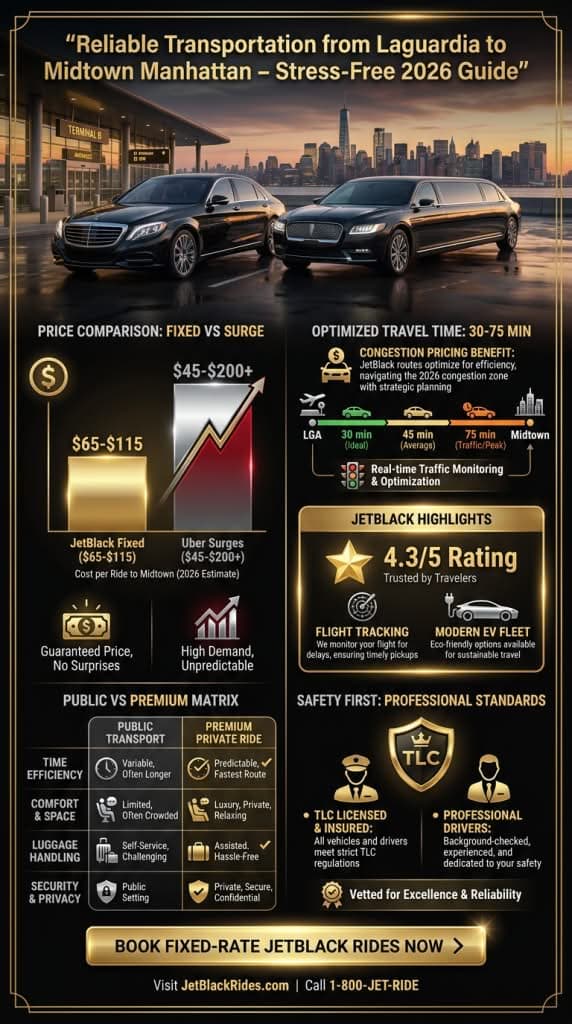 reliable transportation from laguardia to midtown manhattan