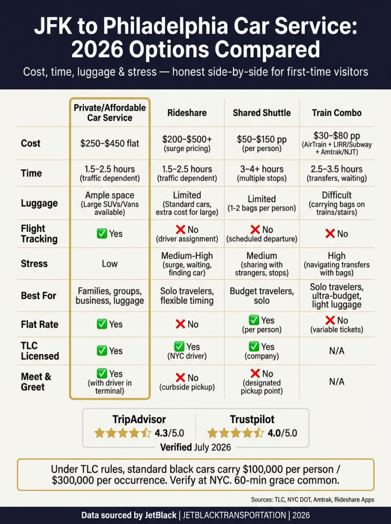 affordable car service from jfk to philadelphia