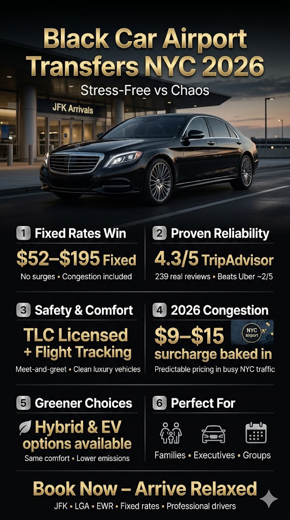 Black Car Airport Transfers In New York City 2026: Your Stress-Free Guide To Beating The Chaos 3 June 24, 2026 Infographic Black Car Airport