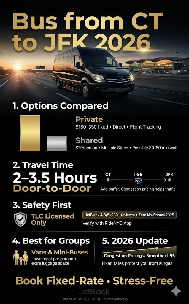 Bus from CT to JFK: 5 Honest Options for 2026 Peak Travel 3 October 12, 2026 Infographic bus from ct to jfk