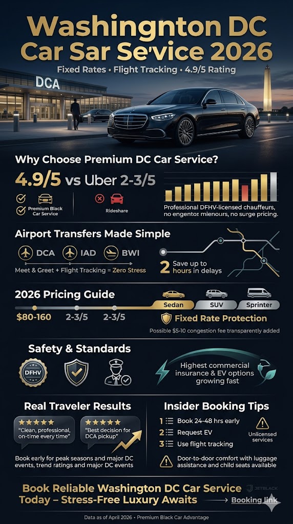 Dc Car Service In 2026: 5 Honest Things Business Travelers Need To Know 3 July 8, 2026 Infographic Dc Car Service