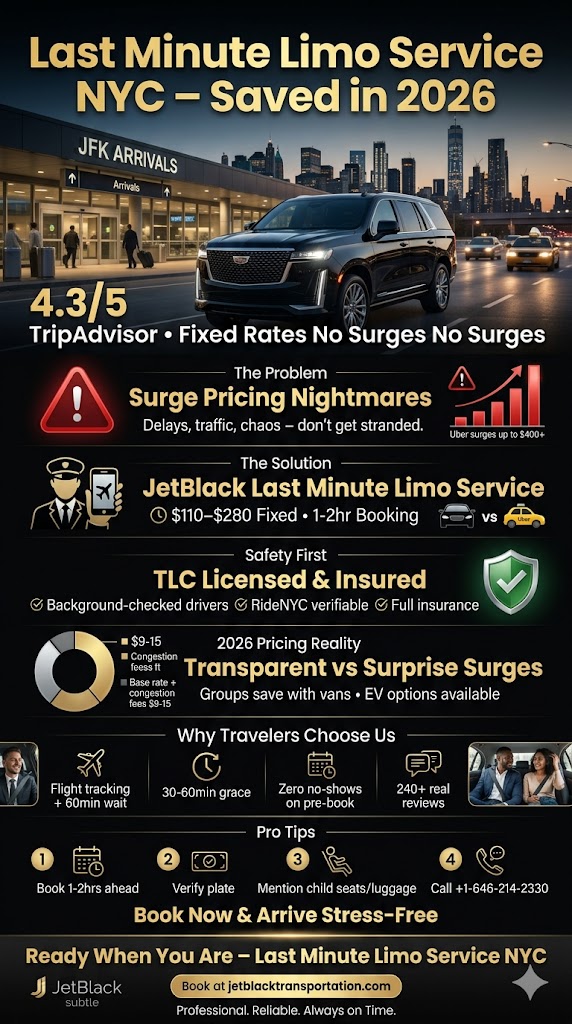 Last Minute Limo Service Nyc: The Straight-Talking 2026 Corporate Seasonal Guide 3 July 21, 2026 Infographic Last Minute Limo Service