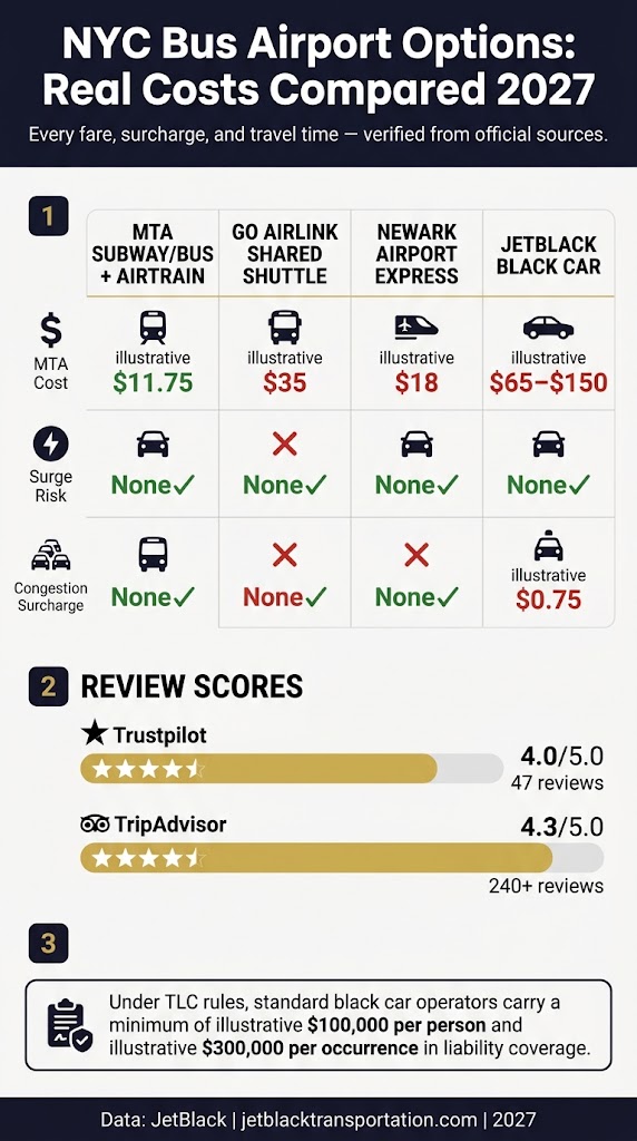 NYC Bus Airport Transfers: 7 Honest Tests for 2027 3 October 31, 2026 Infographic nyc bus airport