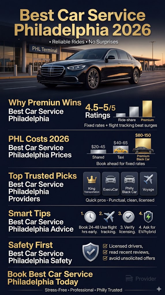 Best Car Service Philadelphia: 5 Honest Options For Families In 2026 4 July 10, 2026 Infographic Best Car Service Philadelphia