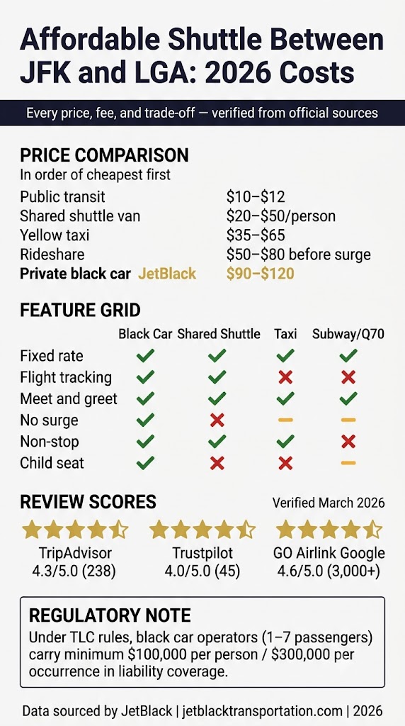 Infographic Affordable Shuttle Between Jfk And Lga