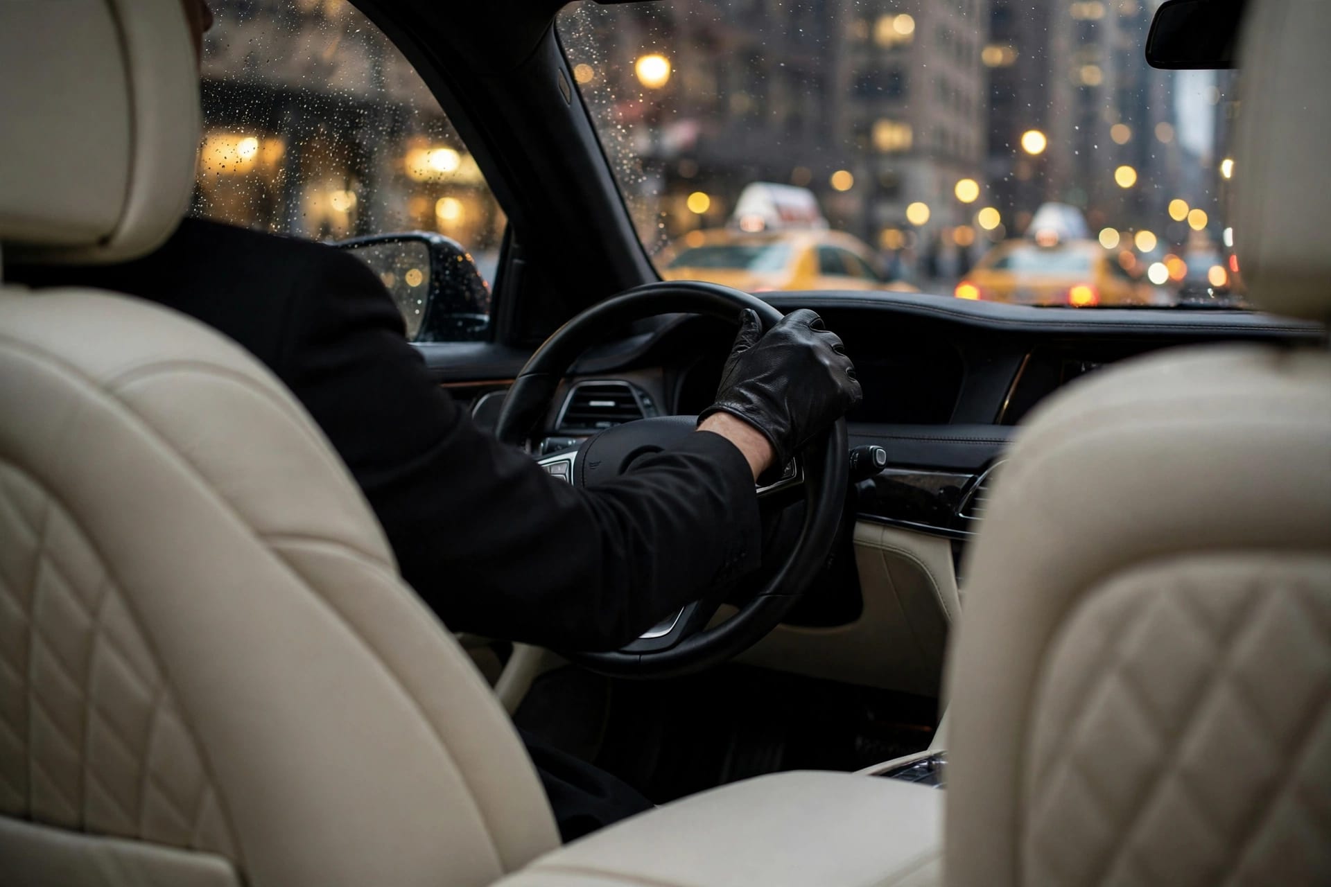 Blogs | Articles | News | Tips & Tricks | Video | FAQ | Infomation 12 October 17, 2026 inside a JetBlack luxury sedan: cream leather seats and a chauffeur at the wheel, Manhattan traffic through the windshield