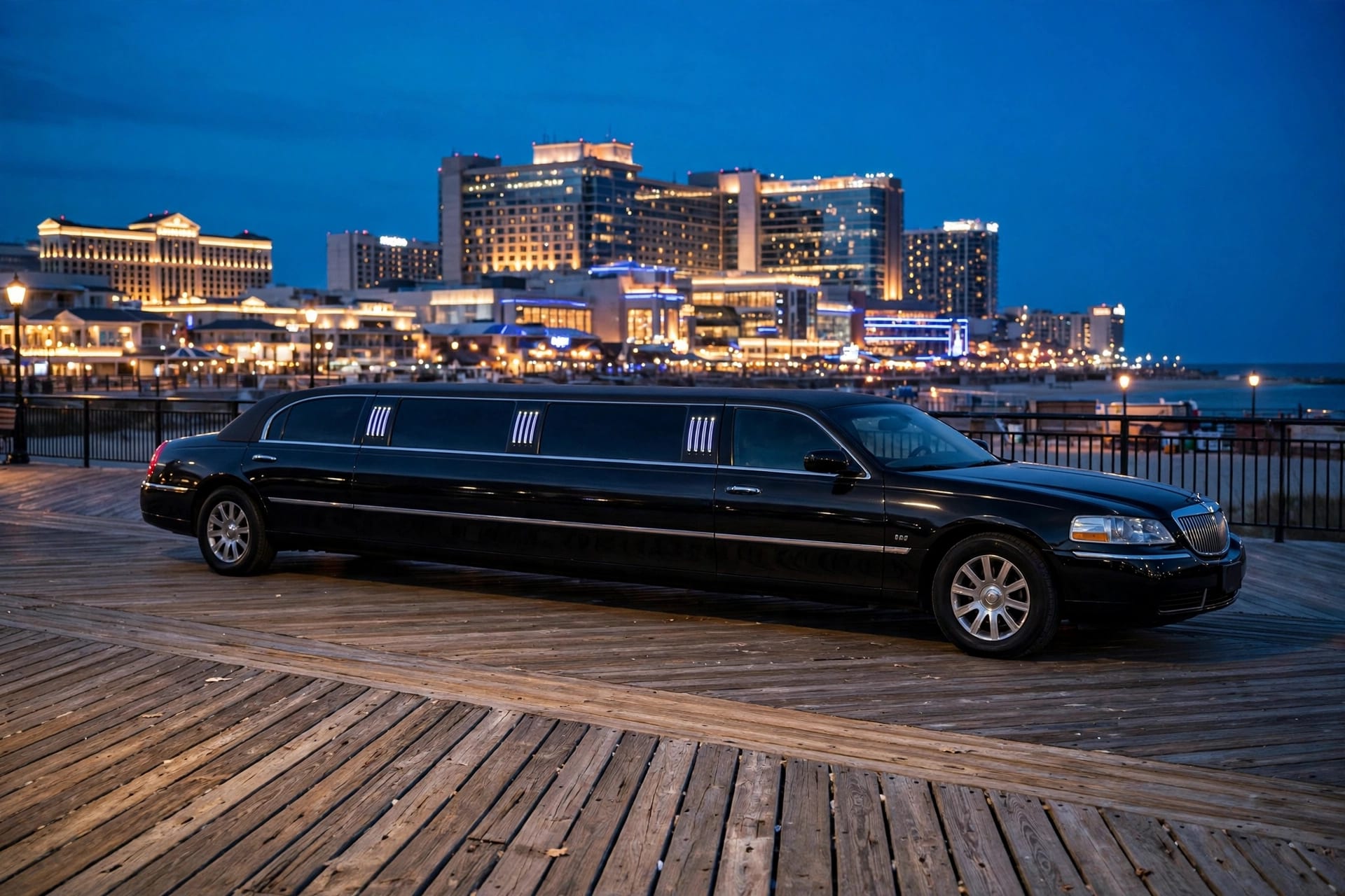 Blogs | Articles | News | Tips & Tricks | Video | FAQ | Infomation 5 October 15, 2026 atlantic city luxury black car service: black stretch limousine on the Atlantic City Boardwalk at blue hour